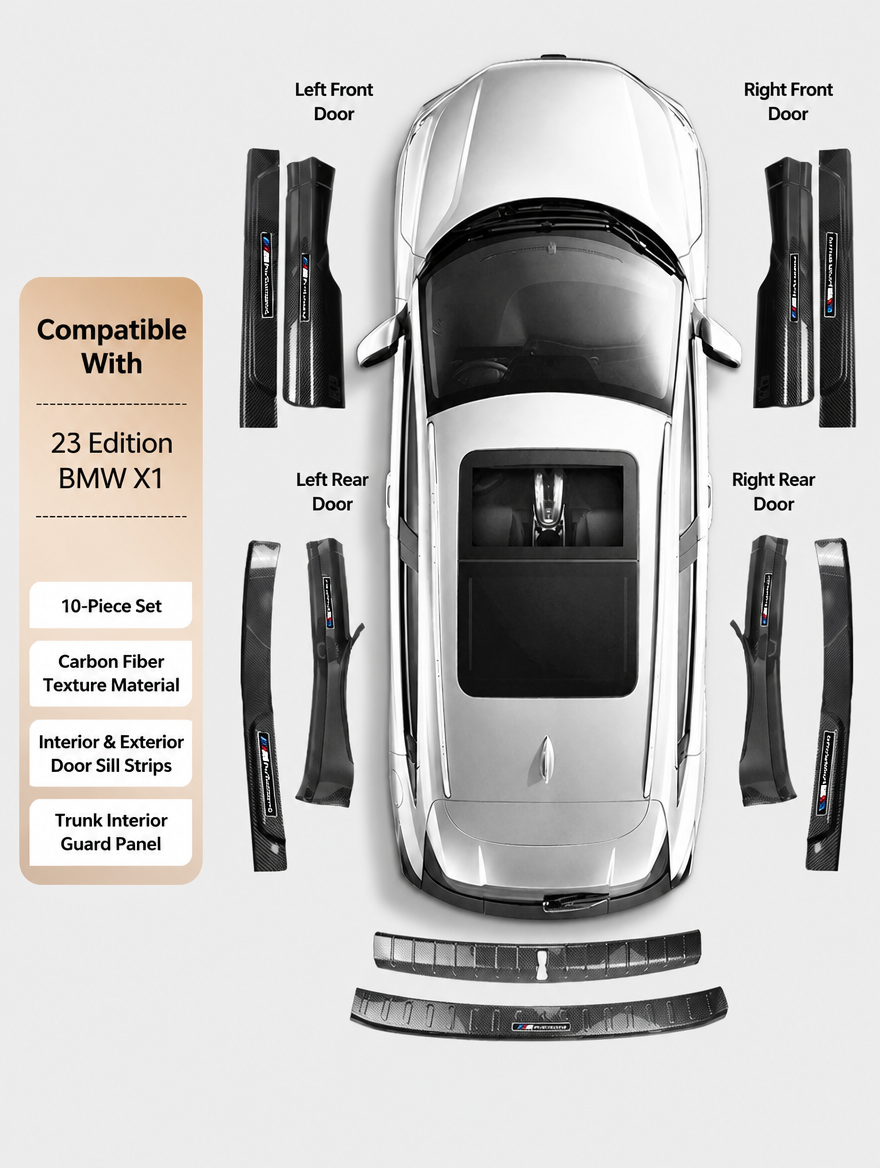 BMW Carbon Fiber Door Sill Strip - Welcome Pedal Protection Kit
