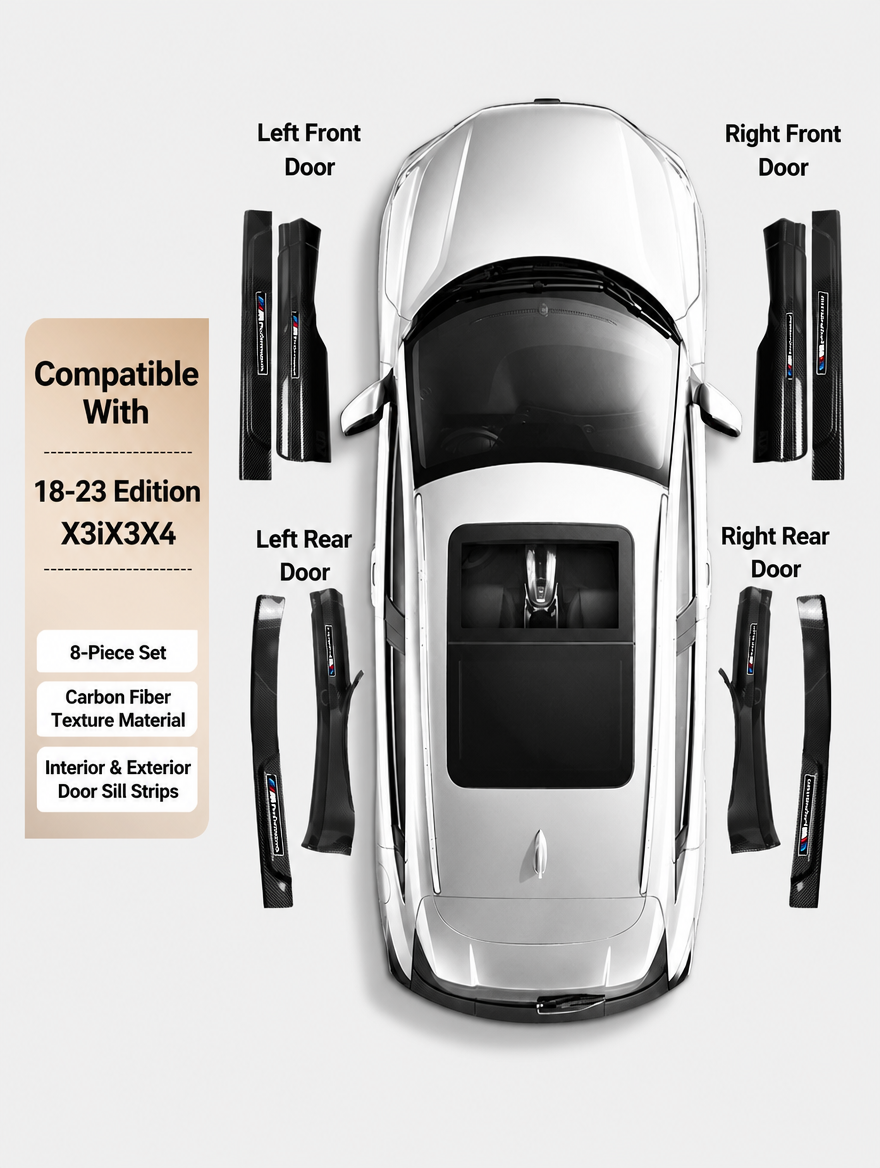 BMW Carbon Fiber Door Sill Strip - Welcome Pedal Protection Kit