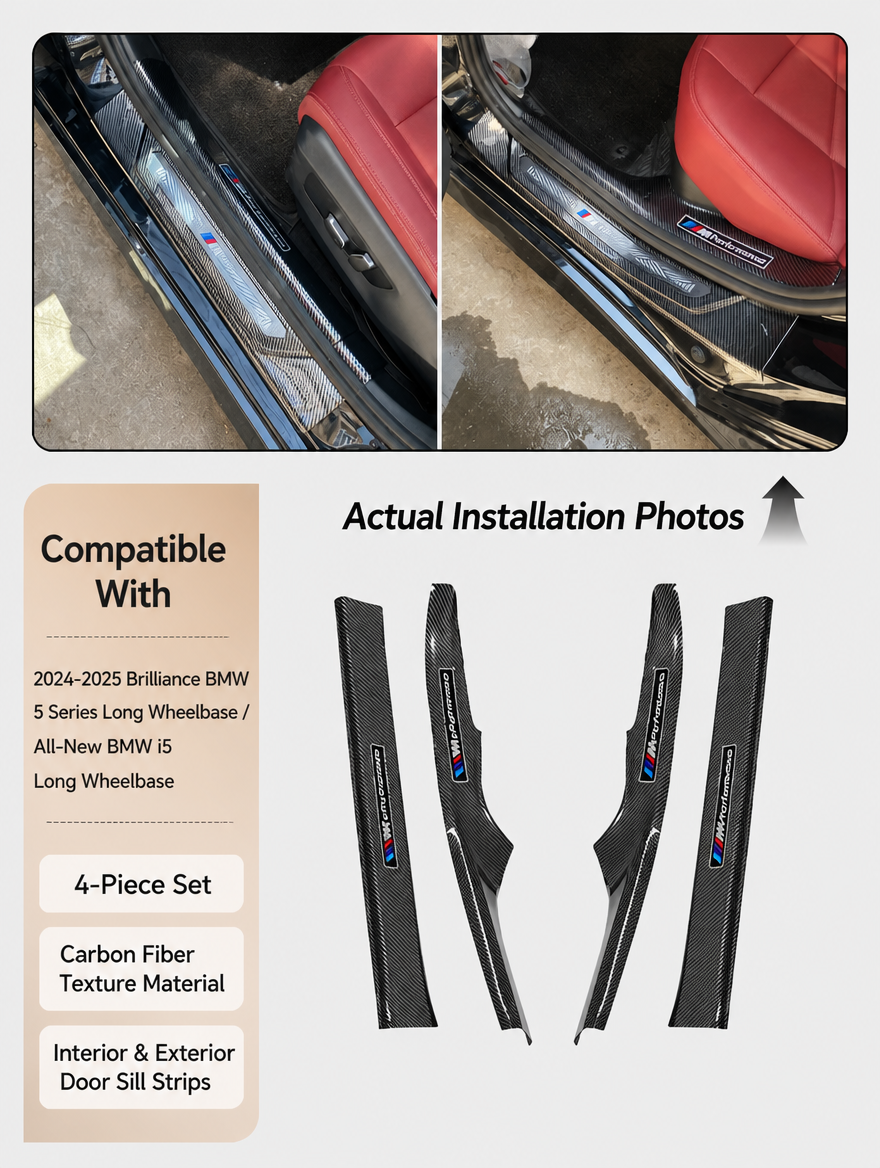 BMW Carbon Fiber Door Sill Strip - Welcome Pedal Protection Kit