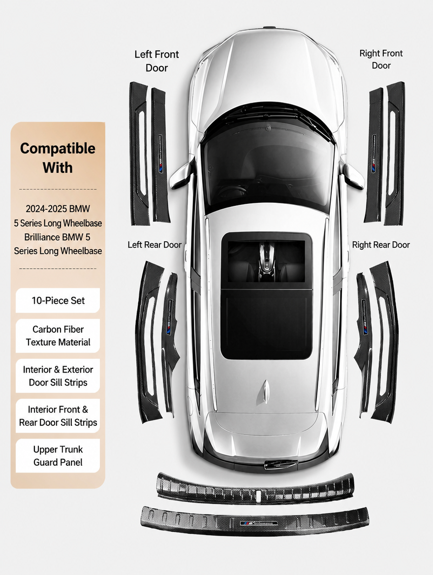 BMW Carbon Fiber Door Sill Strip - Welcome Pedal Protection Kit