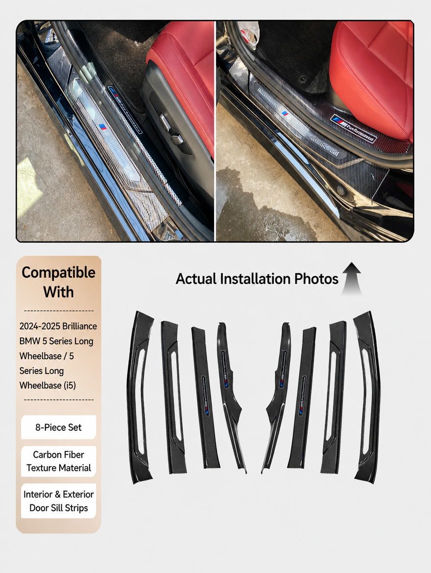 BMW Carbon Fiber Door Sill Strip - Welcome Pedal Protection Kit
