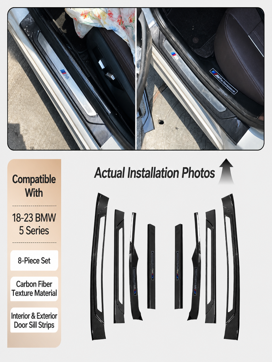 BMW Carbon Fiber Door Sill Strip - Welcome Pedal Protection Kit