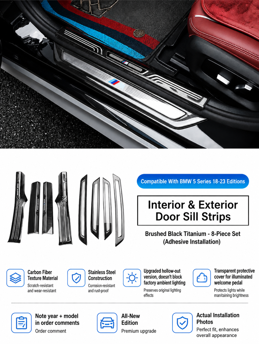 BMW Carbon Fiber Door Sill Strip - Welcome Pedal Protection Kit