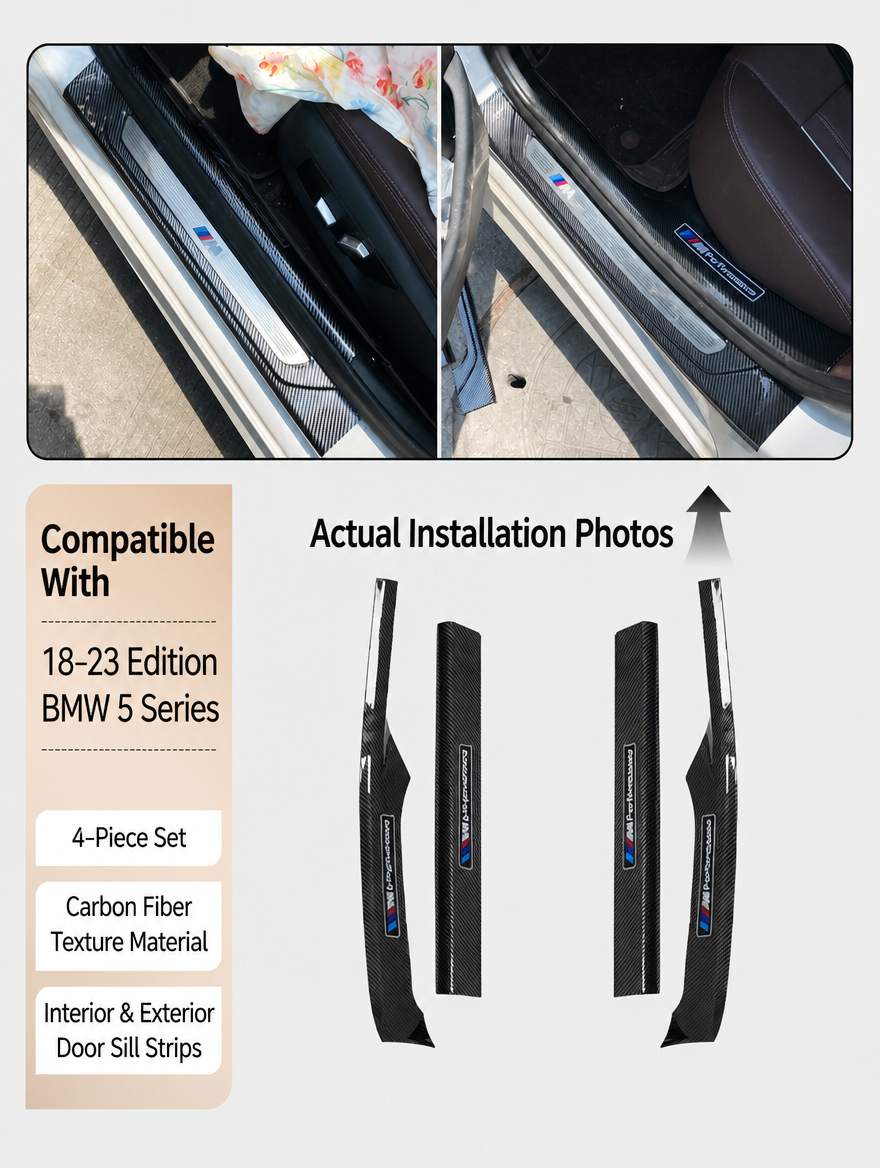 BMW Carbon Fiber Door Sill Strip - Welcome Pedal Protection Kit