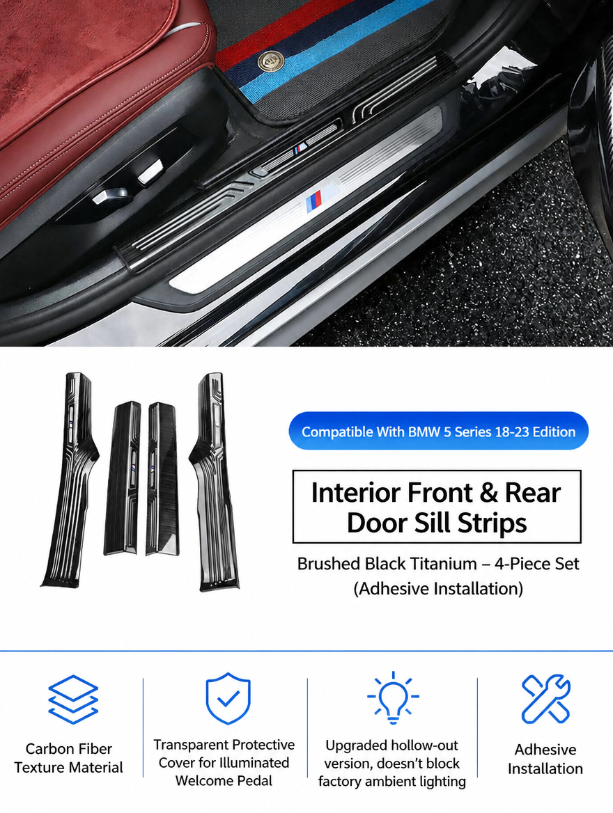 BMW Carbon Fiber Door Sill Strip - Welcome Pedal Protection Kit