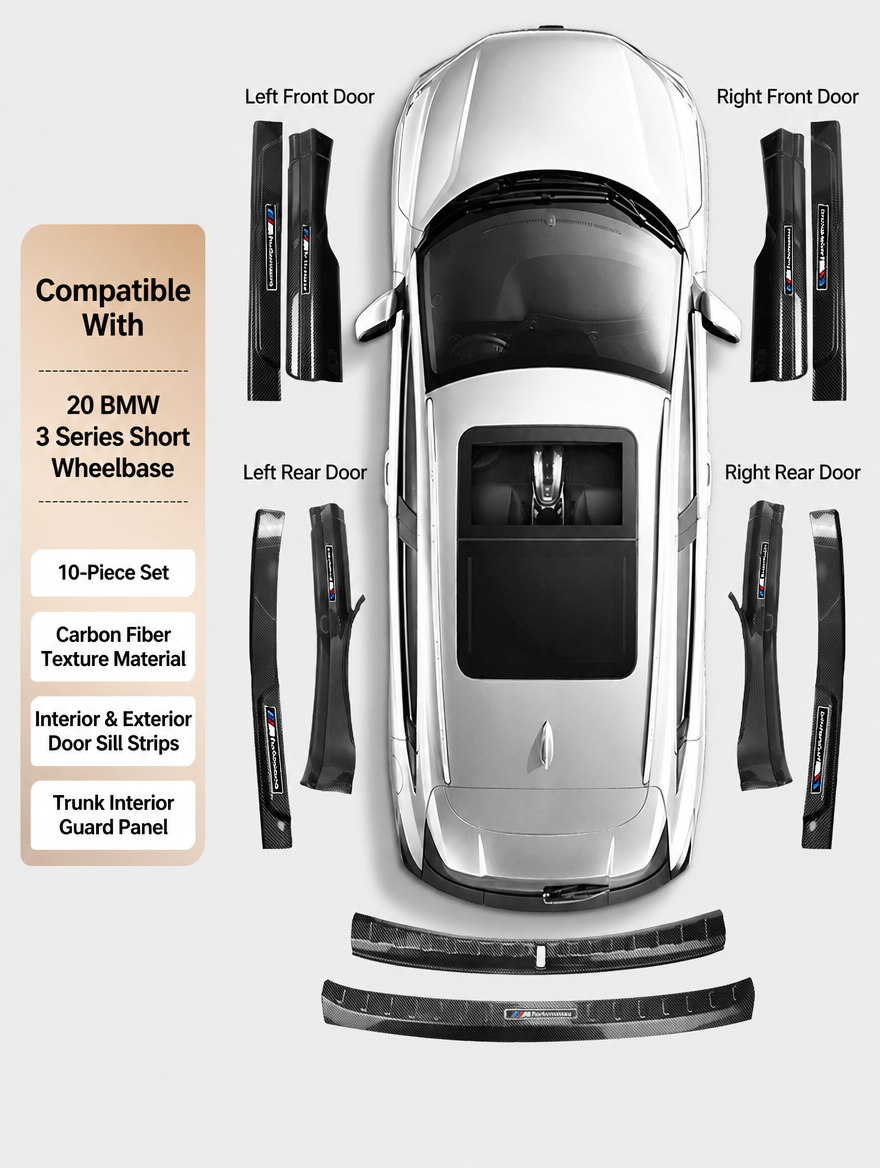 BMW Carbon Fiber Door Sill Strip - Welcome Pedal Protection Kit
