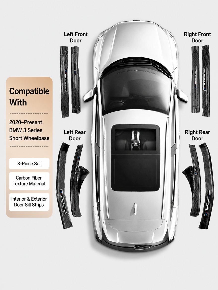 BMW Carbon Fiber Door Sill Strip - Welcome Pedal Protection Kit