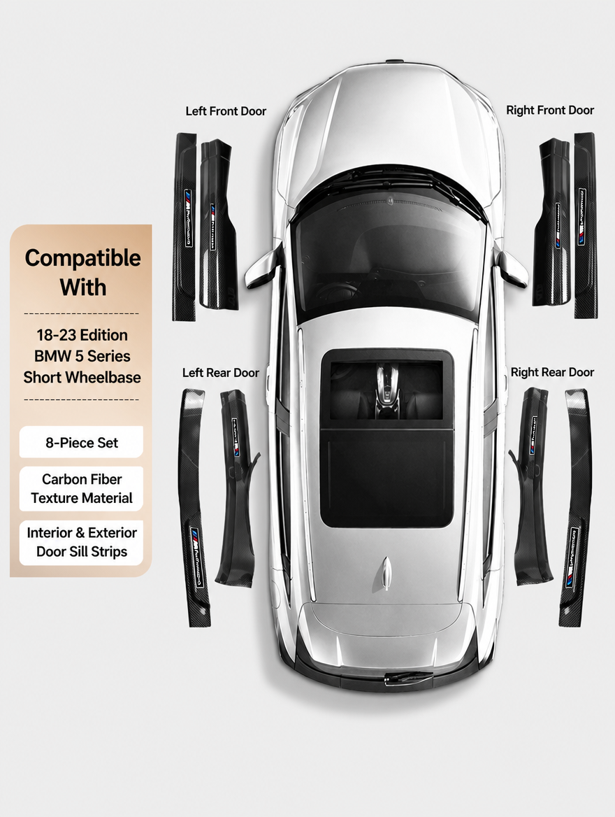 BMW Carbon Fiber Door Sill Strip - Welcome Pedal Protection Kit
