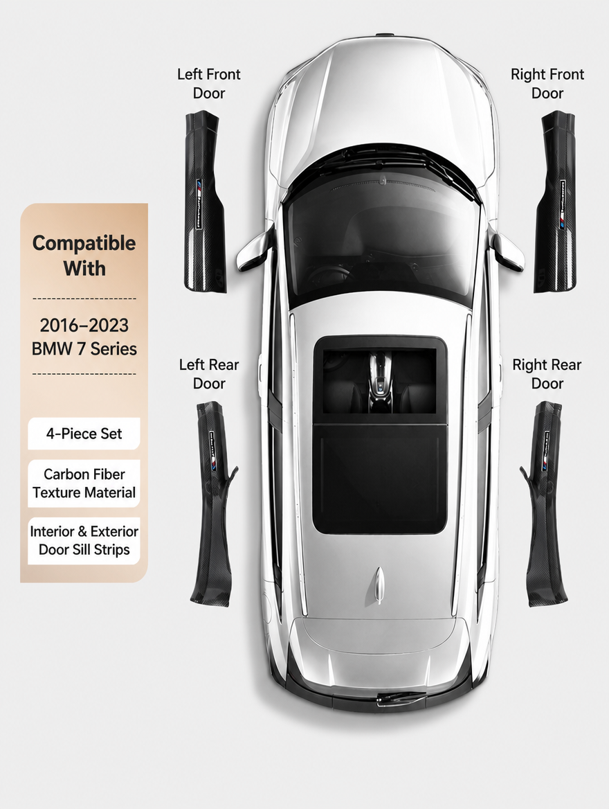 BMW Carbon Fiber Door Sill Strip - Welcome Pedal Protection Kit