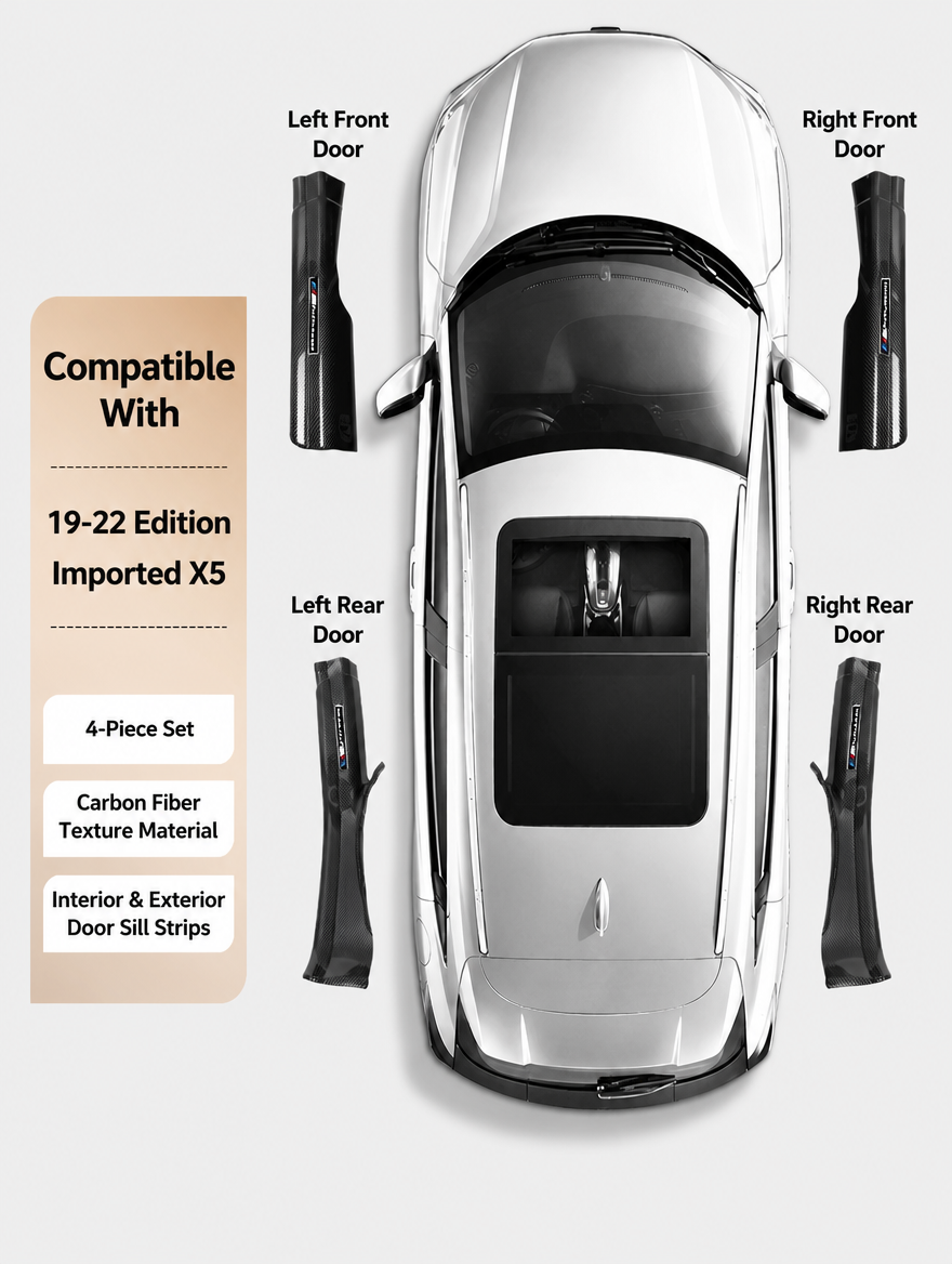 BMW Carbon Fiber Door Sill Strip - Welcome Pedal Protection Kit