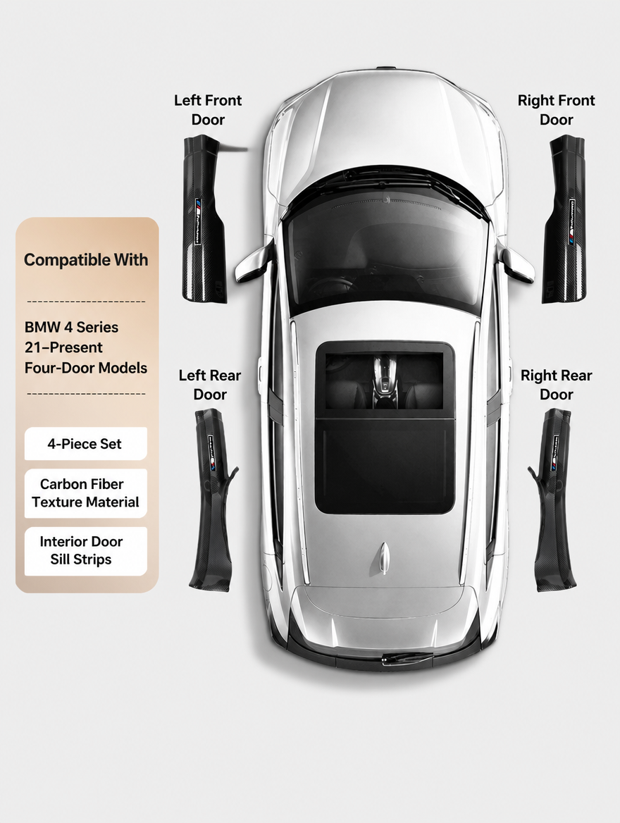 BMW Carbon Fiber Door Sill Strip - Welcome Pedal Protection Kit