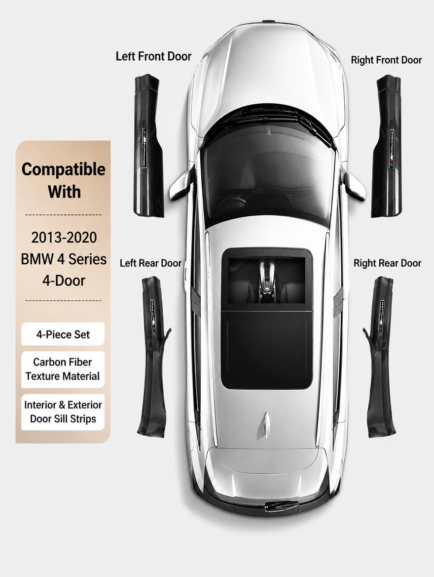 BMW Carbon Fiber Door Sill Strip - Welcome Pedal Protection Kit