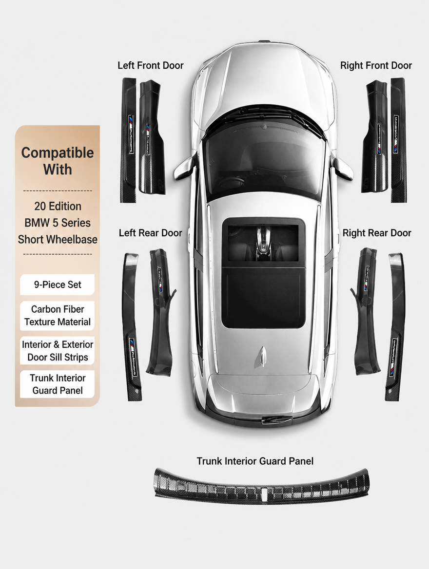 BMW Carbon Fiber Door Sill Strip - Welcome Pedal Protection Kit