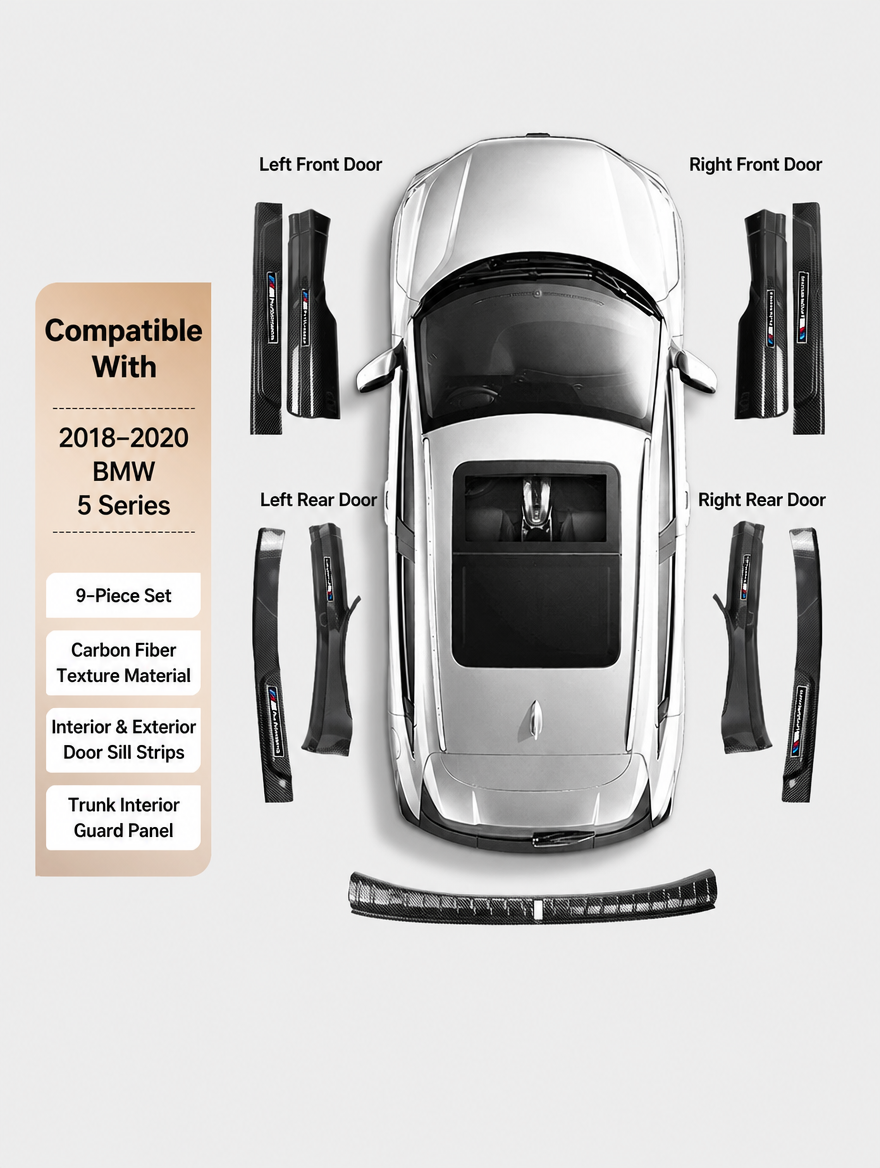 BMW Carbon Fiber Door Sill Strip - Welcome Pedal Protection Kit