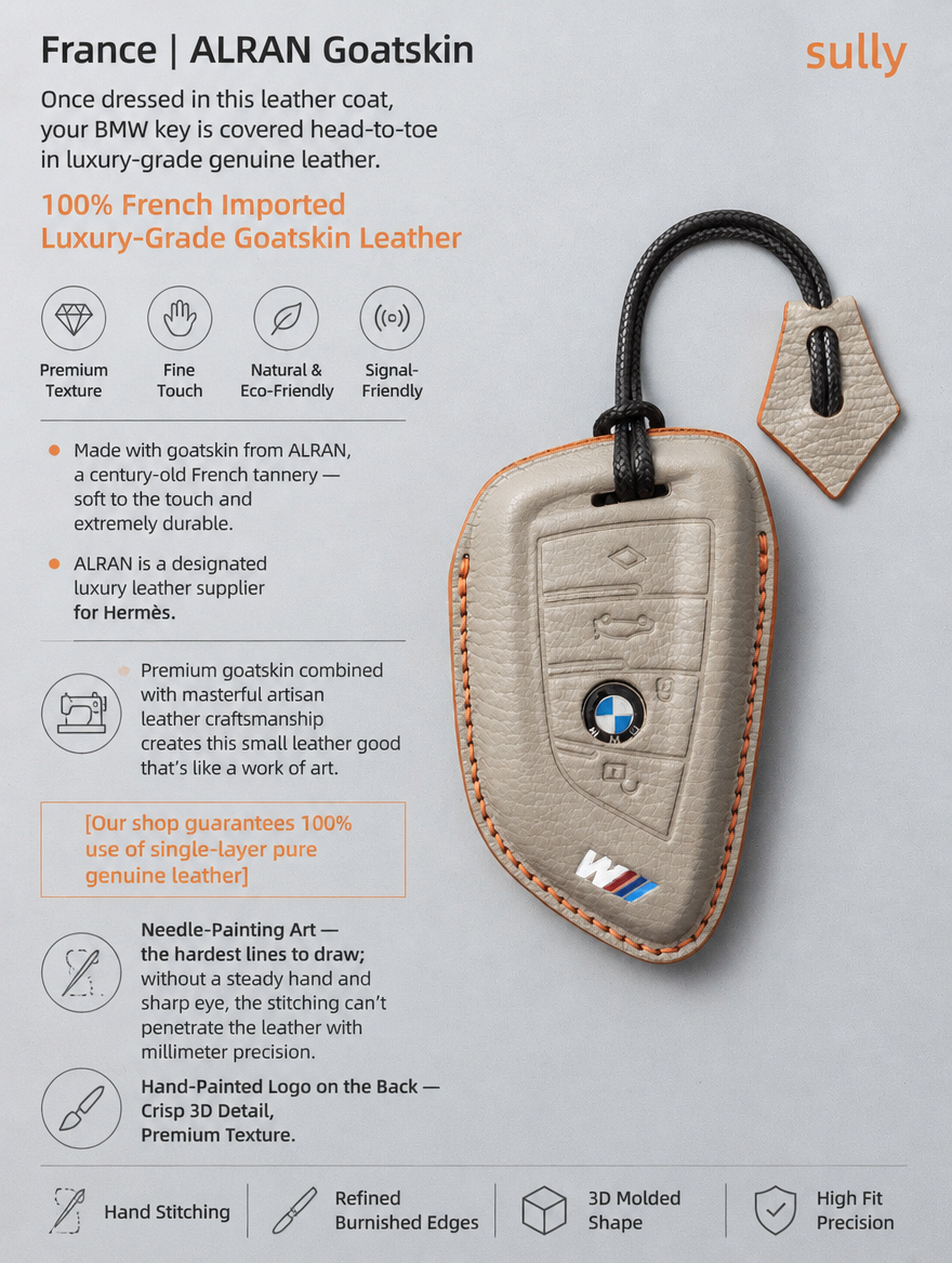Кожаный чехол для ключа BMW — чехол из овчины с пряжкой