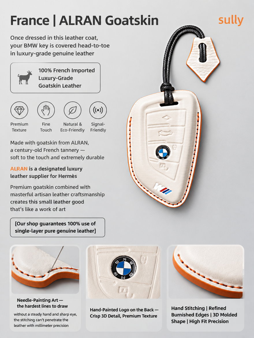 Кожаный чехол для ключа BMW — чехол из овчины с пряжкой