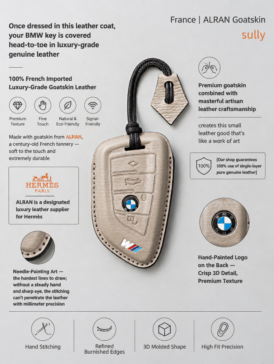 Кожаный чехол для ключа BMW — чехол из овчины с пряжкой