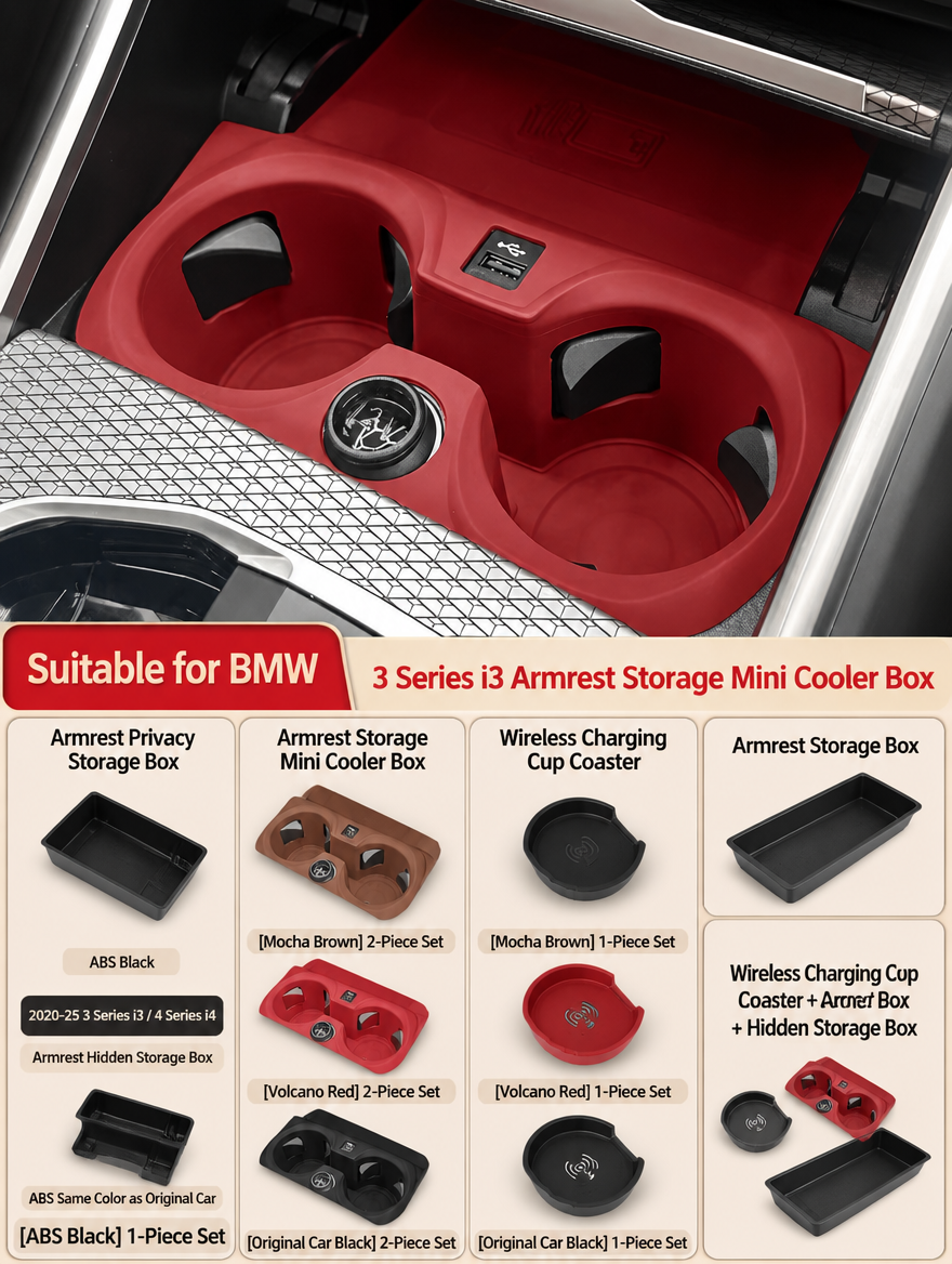 BMW 3 & 4 Series Armrest Storage Box & Wireless Charging Cup Coaster