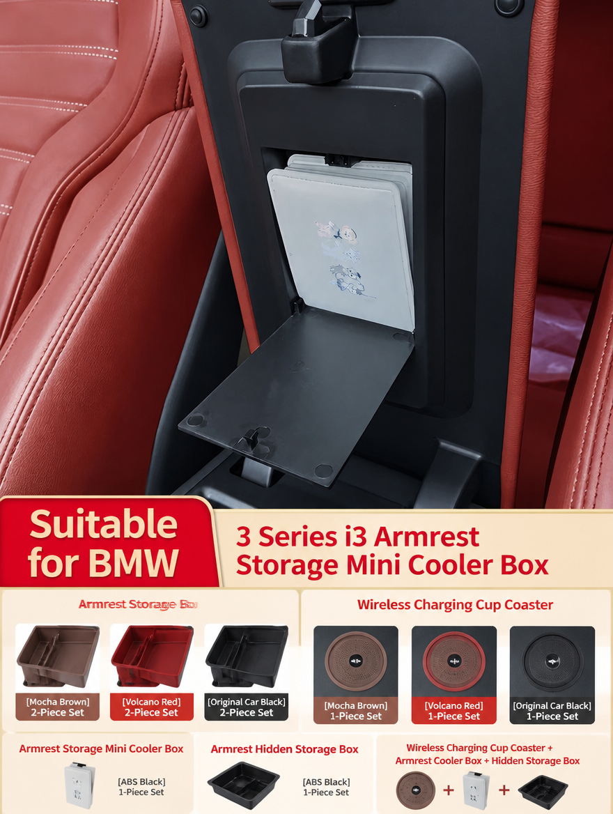 BMW 3 & 4 Series Armrest Storage Box & Wireless Charging Cup Coaster