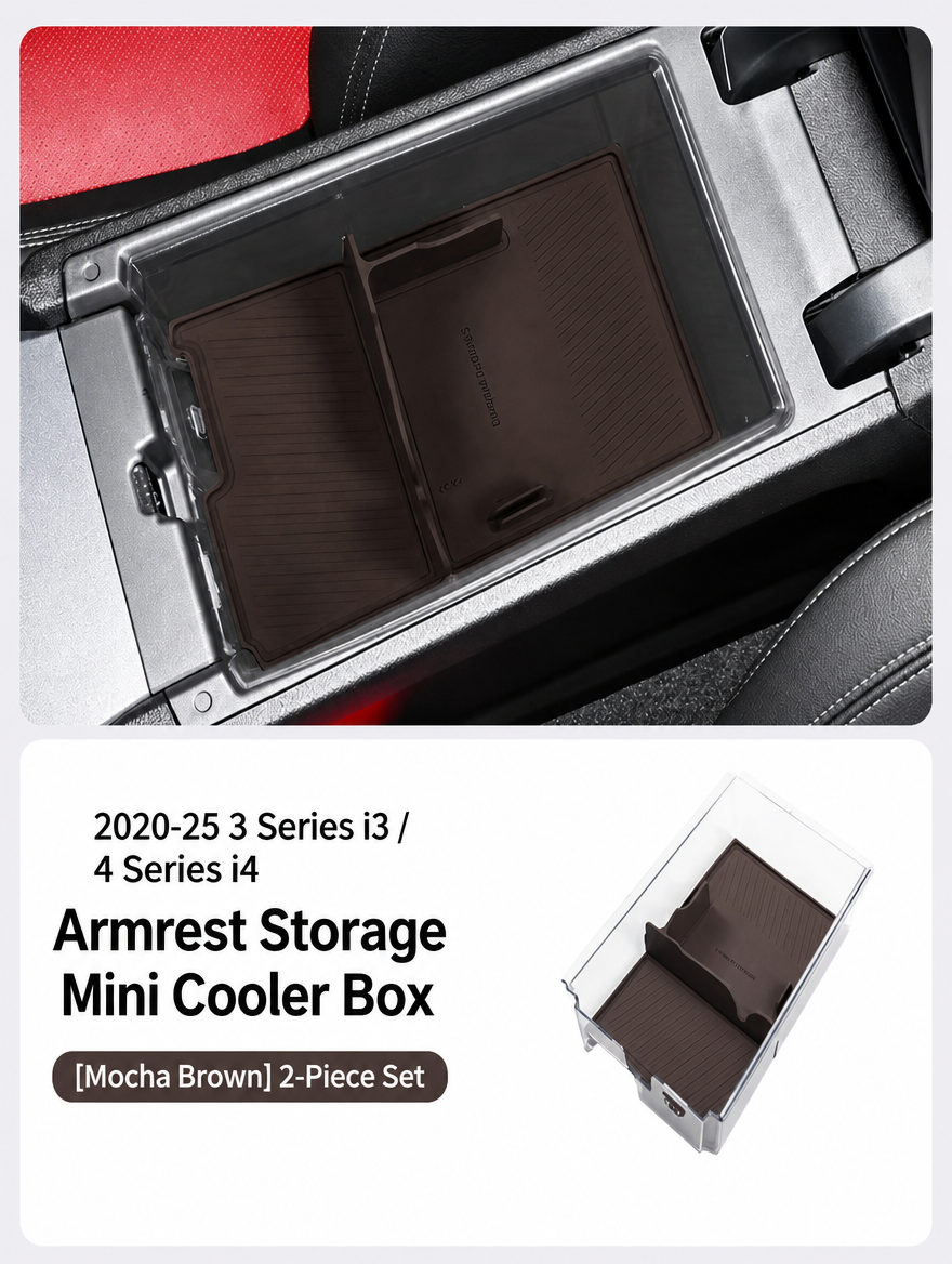 BMW 3 & 4 Series Armrest Storage Box & Wireless Charging Cup Coaster