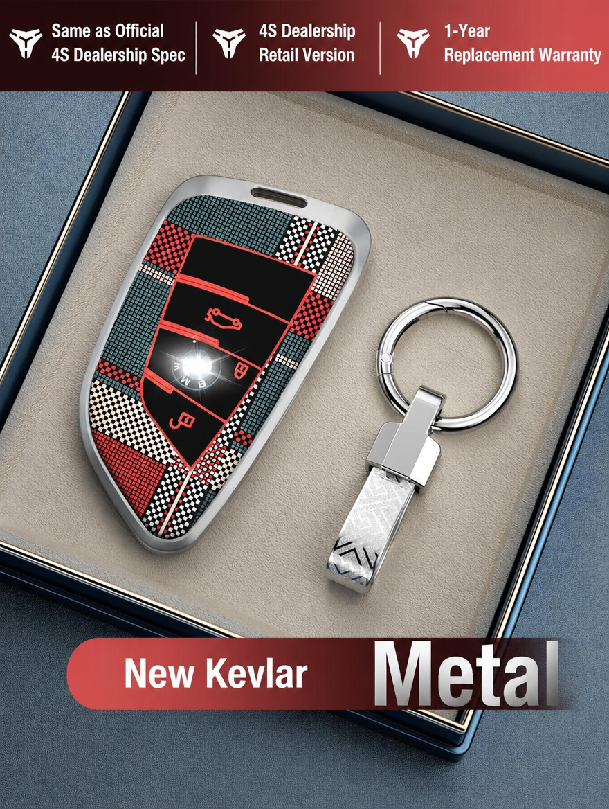 BMW Kevlar-Pattern Metal Key Fob Case