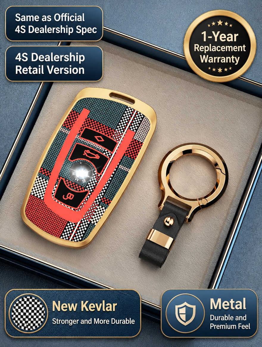 BMW Kevlar-Pattern Metal Key Fob Case