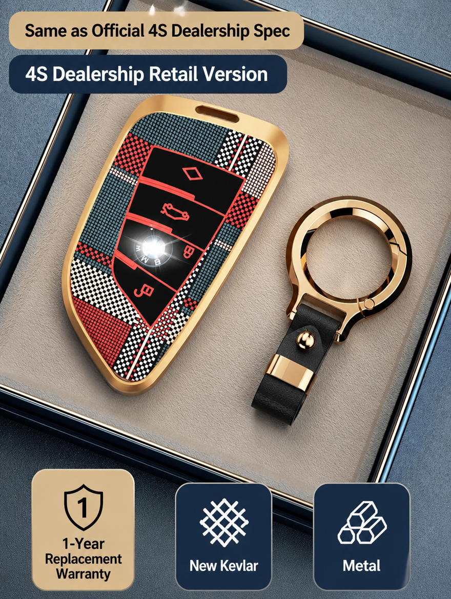BMW Kevlar-Pattern Metal Key Fob Case