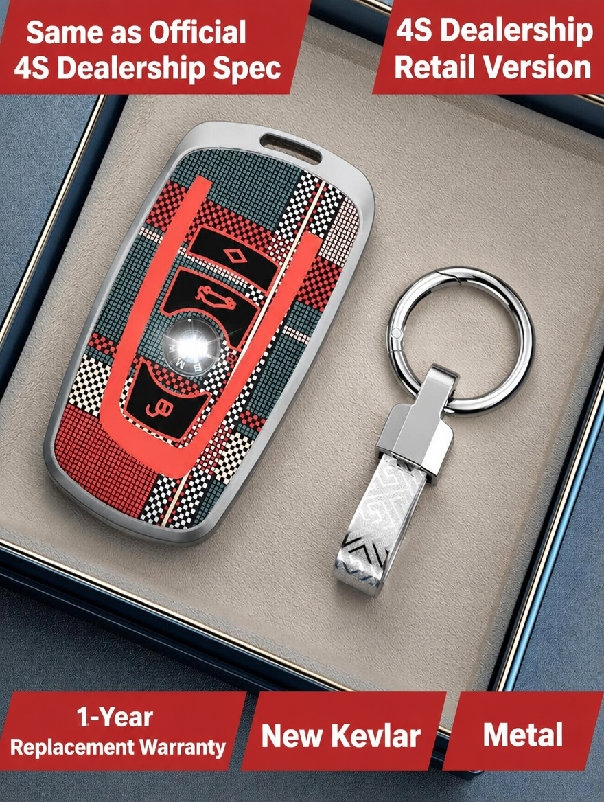 BMW Kevlar-Pattern Metal Key Fob Case