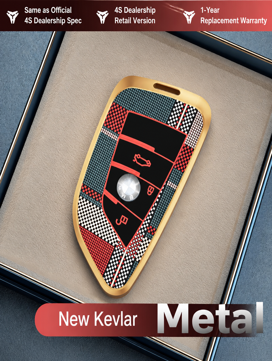 BMW Kevlar-Pattern Metal Key Fob Case