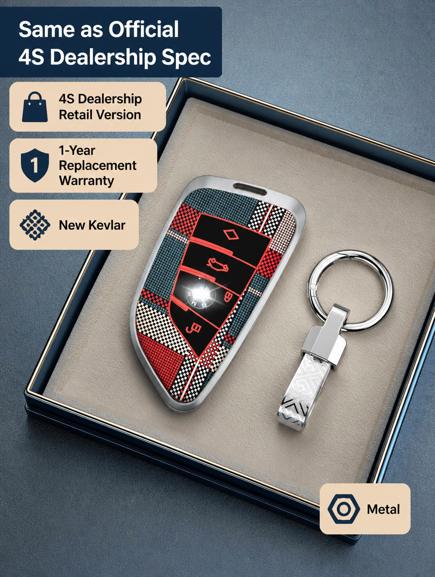 BMW Kevlar-Pattern Metal Key Fob Case
