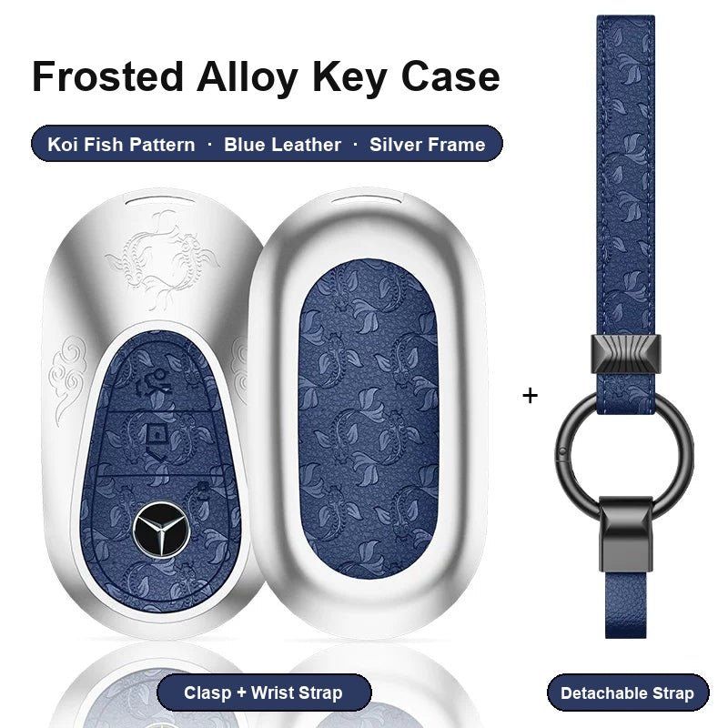 Mercedes-Benz Type C key case - Koi Fish pattern, blue leather, silver frame