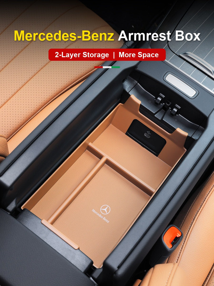 Mercedes-Benz armrest storage box installed in center console