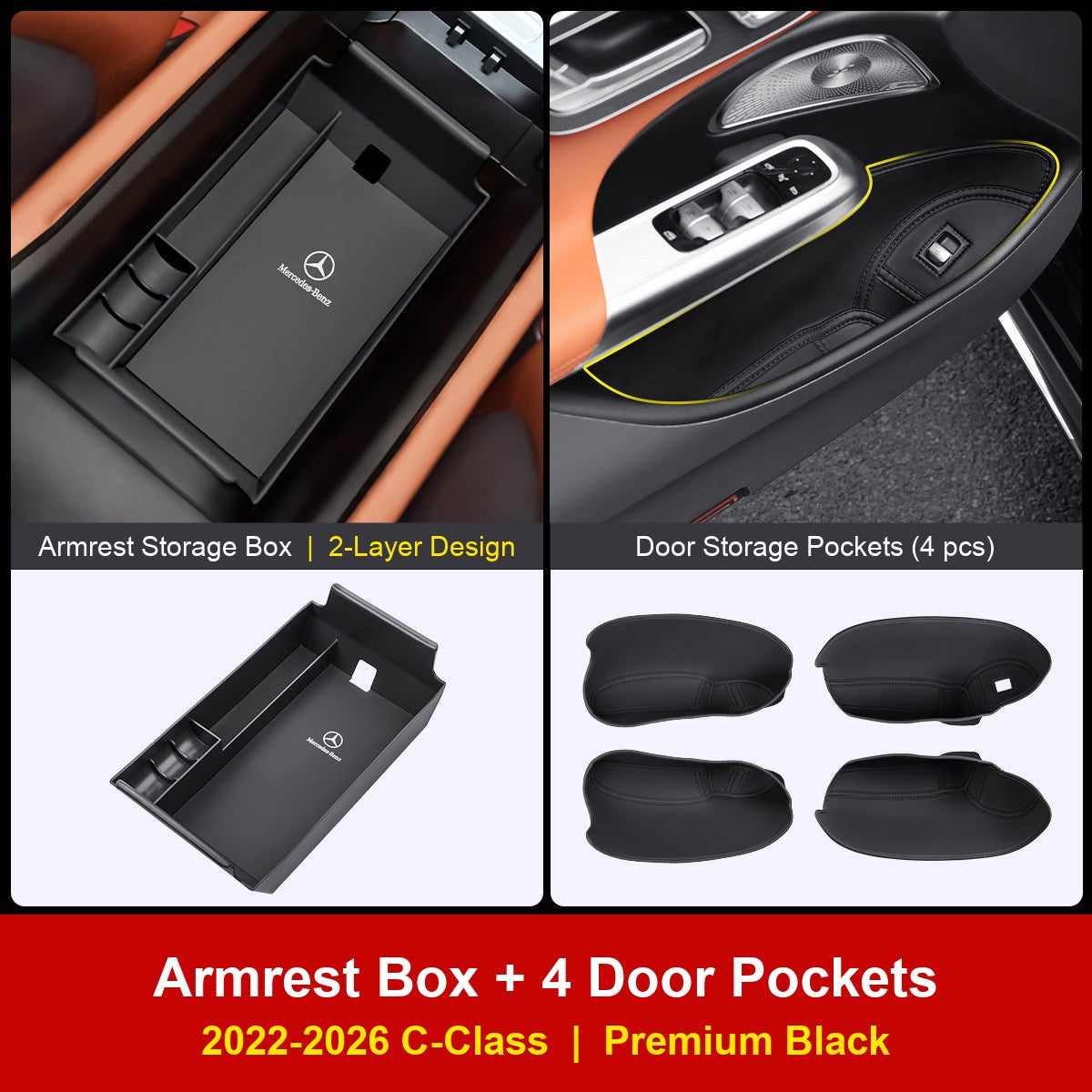 Mercedes-Benz armrest storage box with door pockets