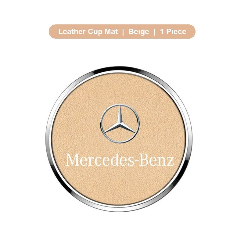 Mercedes-Benz leather cup mat Beige 1 piece