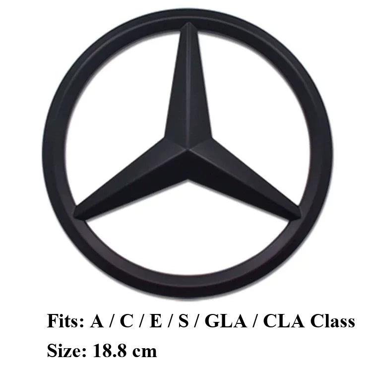 Mercedes-Benz front star emblem cover Matte Black 18.8 cm