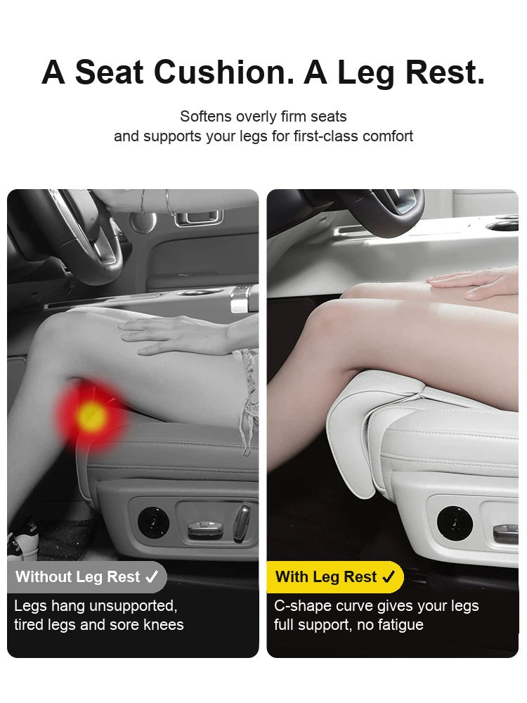 Before and after: leg support with the seat cushion and leg rest