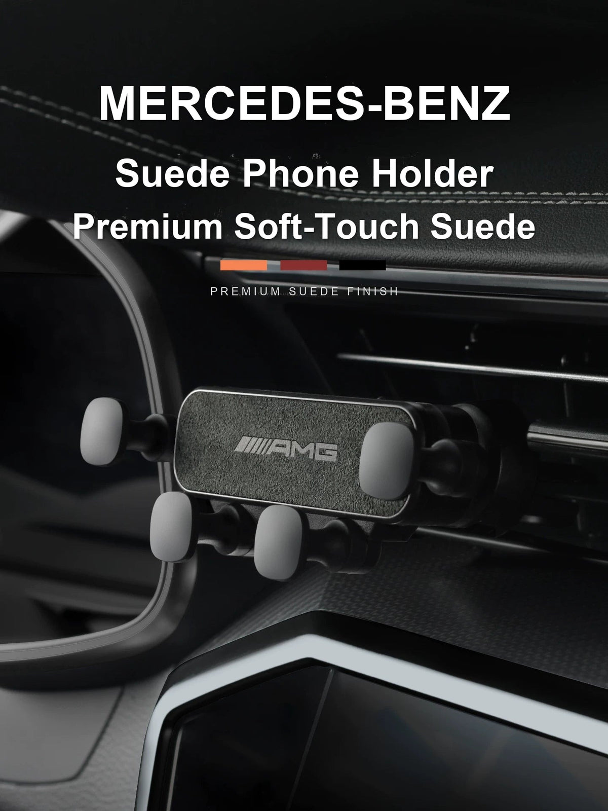 Mercedes-Benz suede car phone holder with AMG badge