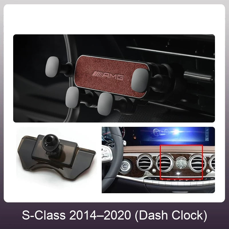 Mercedes suede phone holder Wine Red – S-Class 2014–2020 (Dash Clock)