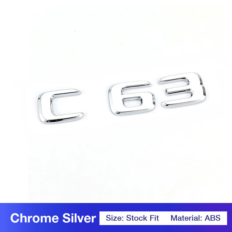 Mercedes-AMG C63 rear trunk badge in chrome silver
