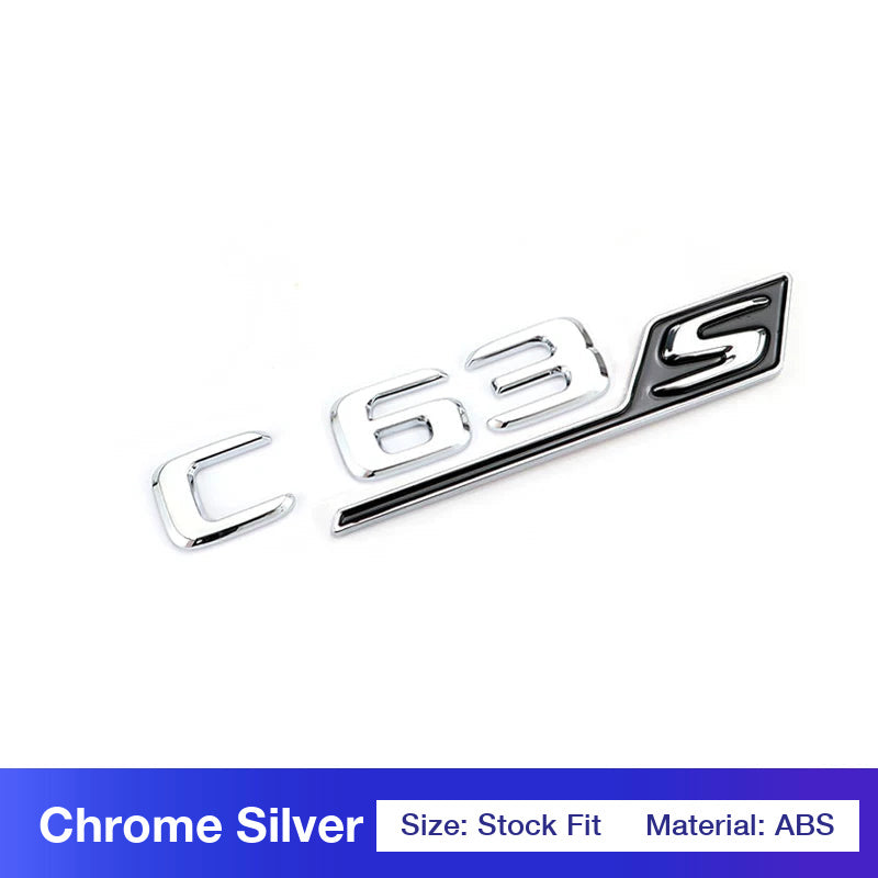 Mercedes-AMG C63S rear trunk badge in chrome silver