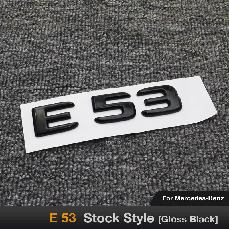 Mercedes-AMG E53 rear trunk badge in gloss black