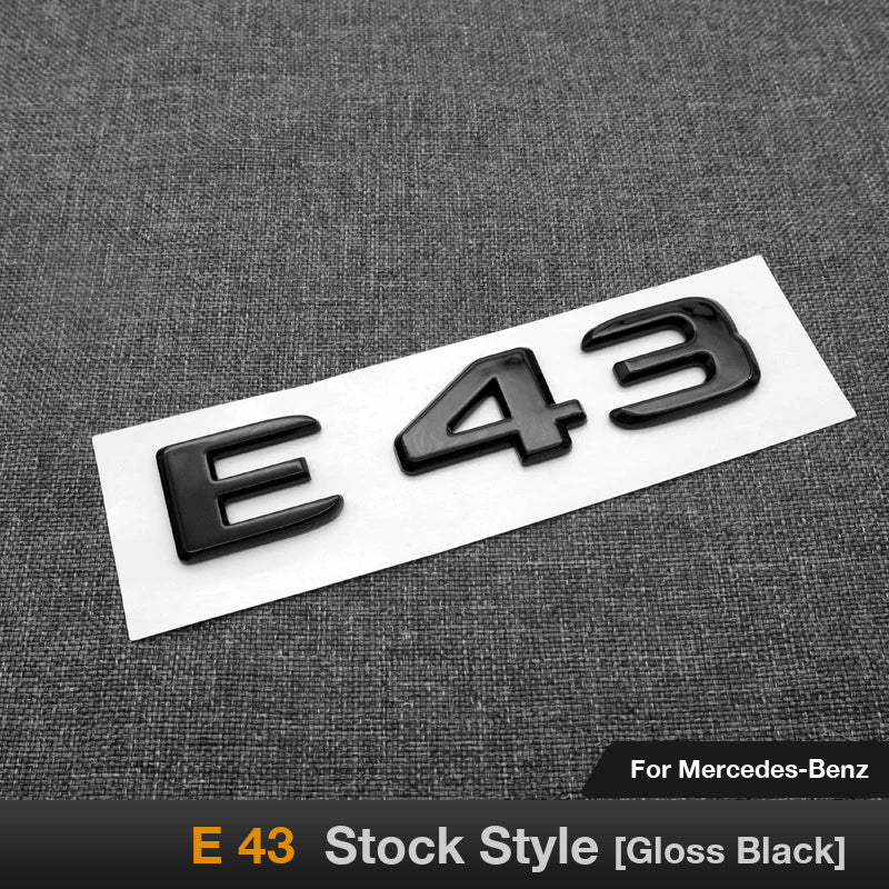 Mercedes-AMG E43 rear trunk badge in gloss black