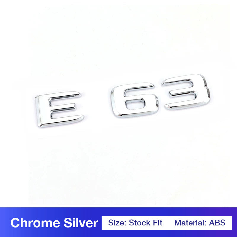 Mercedes-AMG E63 rear trunk badge in chrome silver