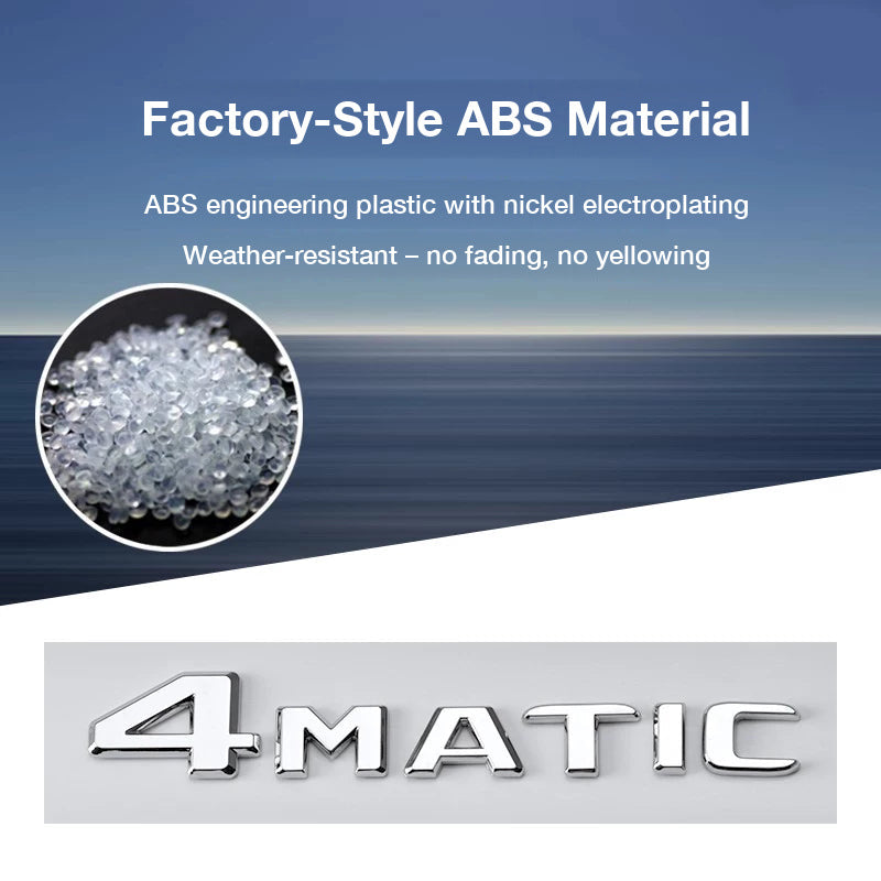 Factory-style ABS material with nickel electroplating - weather-resistant Mercedes-AMG 4MATIC badge