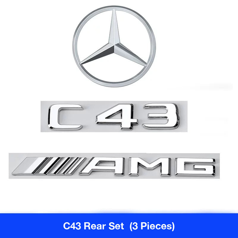 Mercedes-AMG C43 rear set - star emblem, C43 and AMG badges (3 pieces)