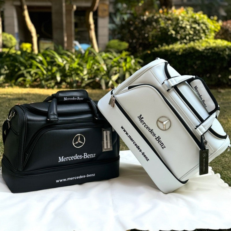 Mercedes-Benz Signature golf duffel bags in black and white with star emblem