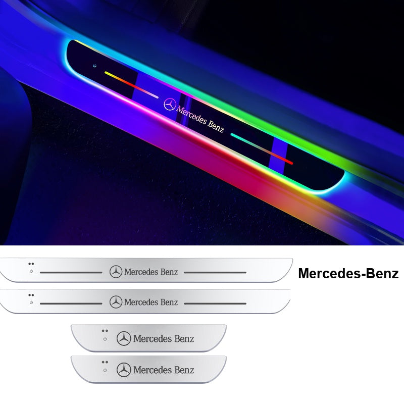 Mercedes-Benz illuminated LED door sill plate with rainbow welcome light