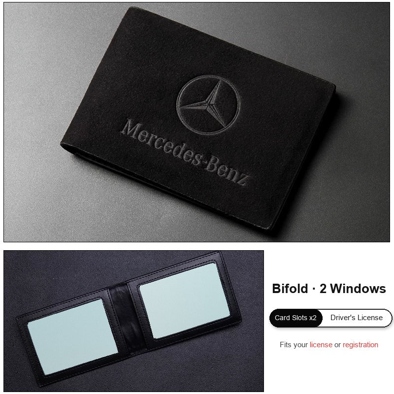 Mercedes-Benz suede license cover bifold black