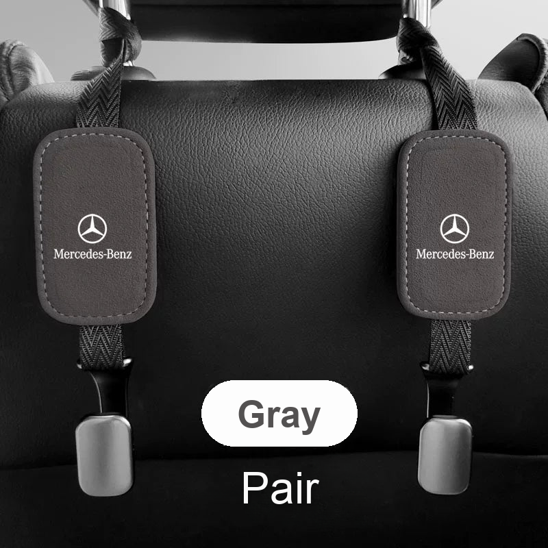 Mercedes-Benz suede seat back hook pair in gray