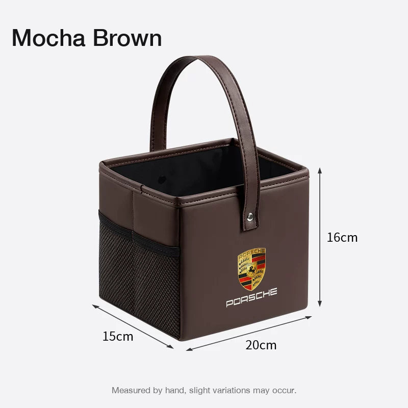 Porsche car storage box in Mocha Brown, 20 x 15 x 16 cm